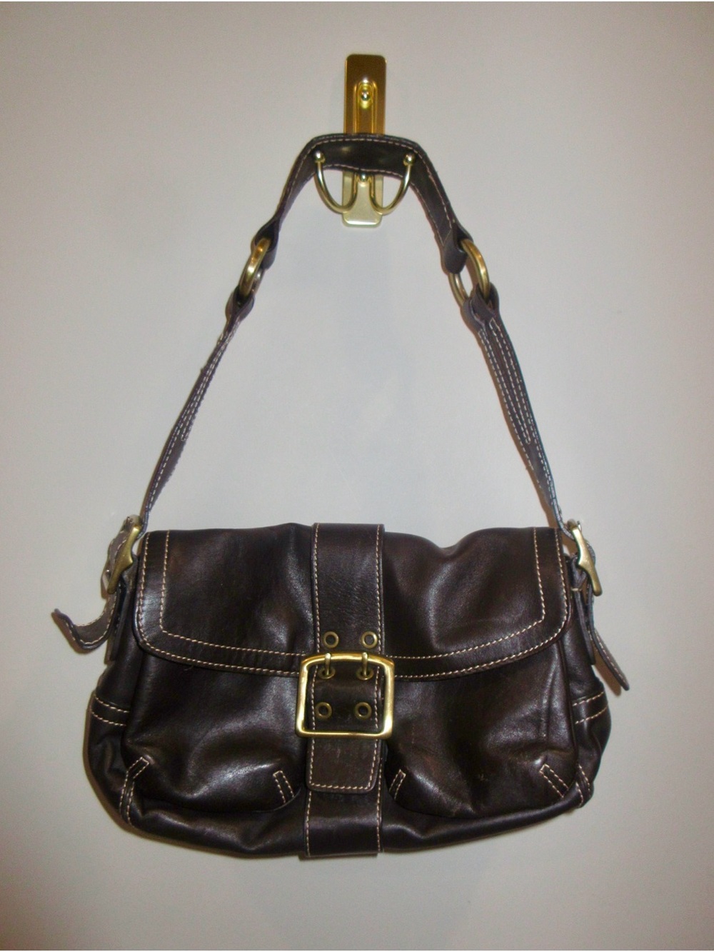 Wilson’s Leather Brown Soho Shoulder Bag with Gold Hardware